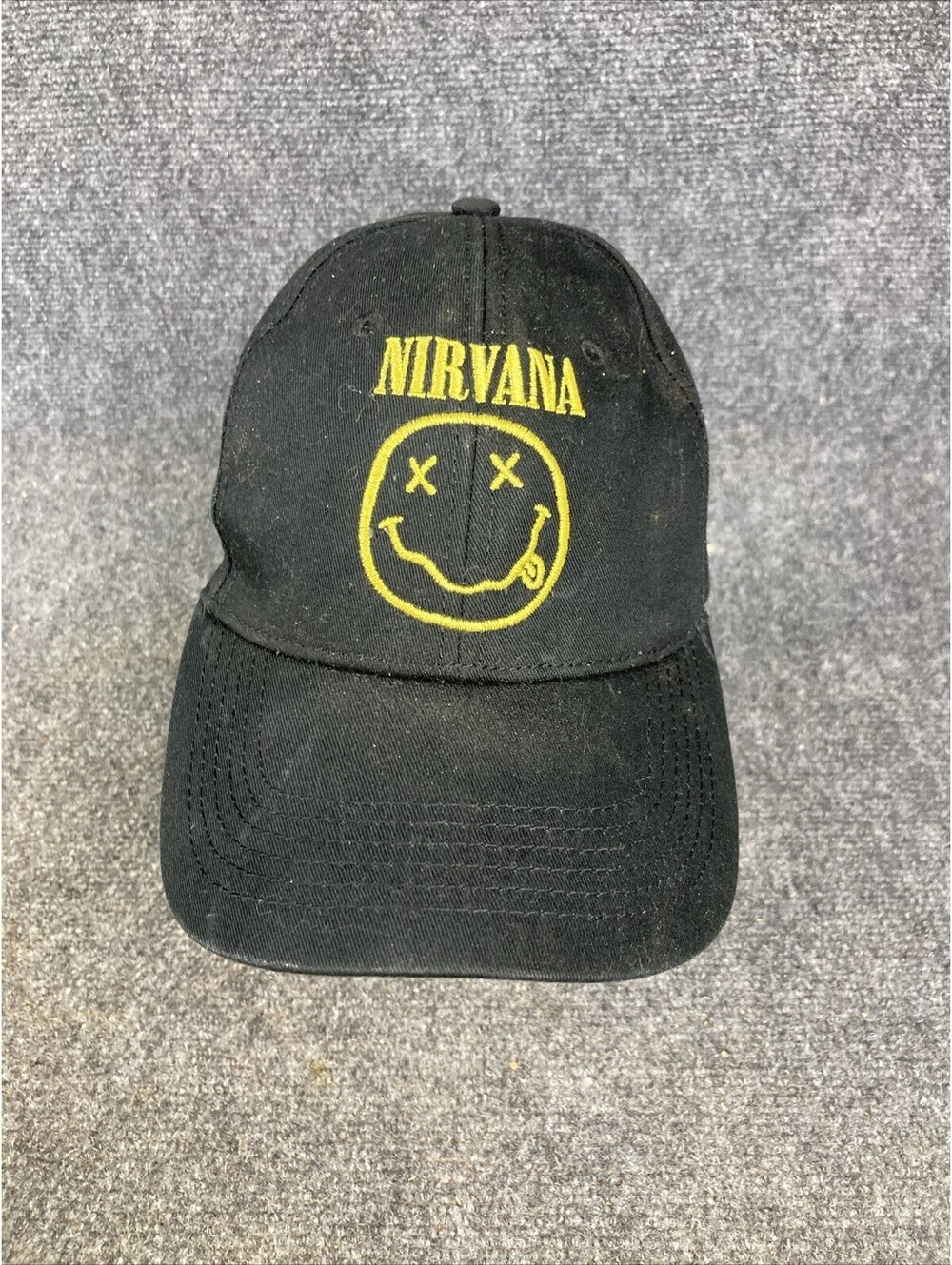 Nirvana 2021 Adjustable Black Hat Cap w/ Smiley Face Logo